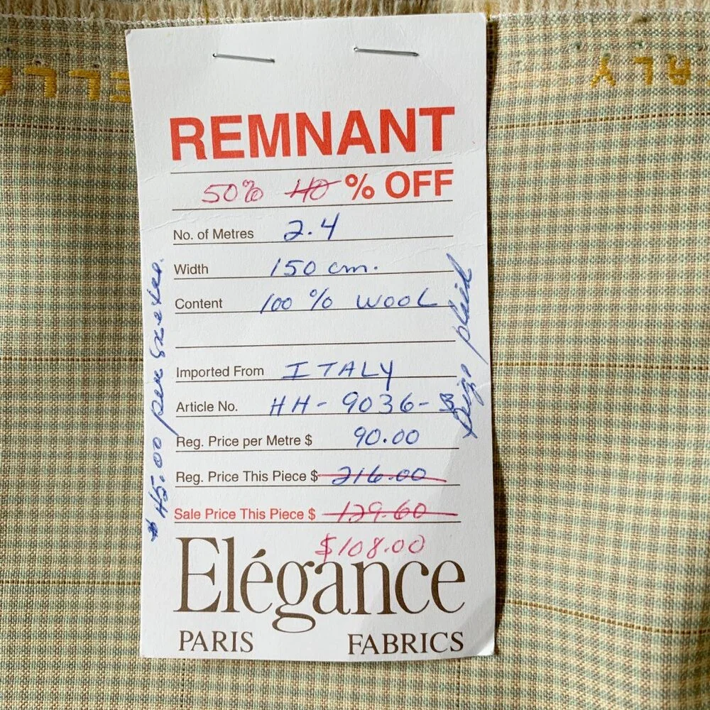 Pure Wool Taupe Blue Check Dibiella & Loro Piana Luxury Designer Fabric - Picture 7 of 14
